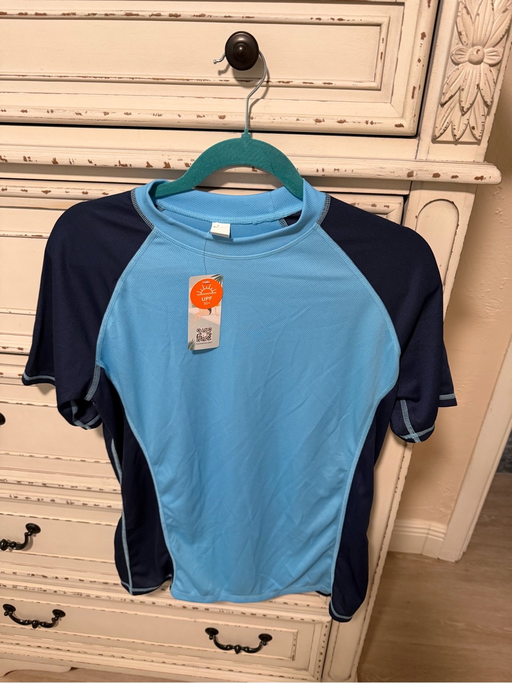 Amazon Women’s Blue & Navy Short Sleeve Swim Jersey